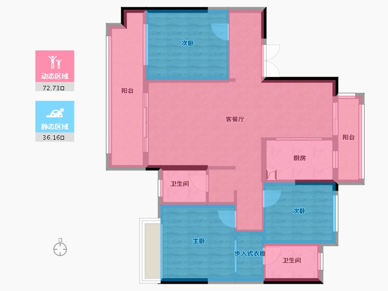 贵州省-遵义市-诗乡映象3期-105.00-户型库-动静分区