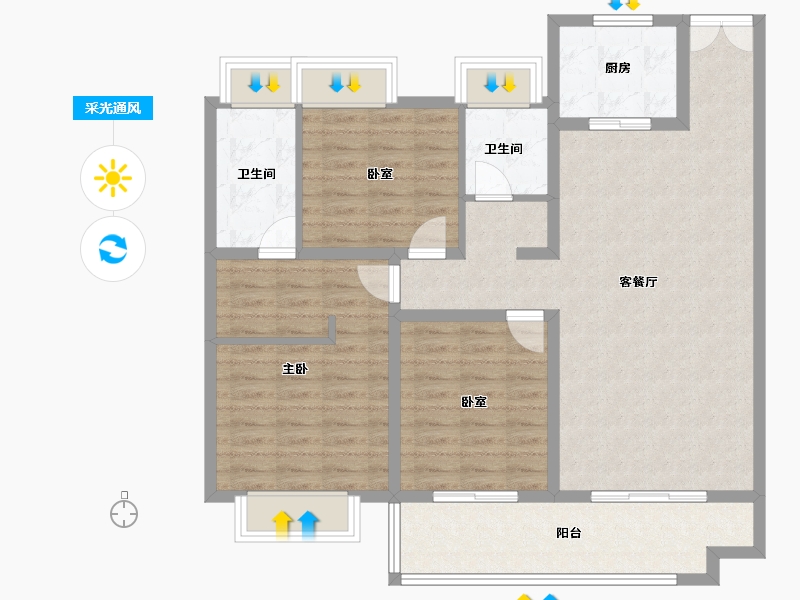 湖北省-黄冈市-浠水·润达国际-104.07-户型库-采光通风