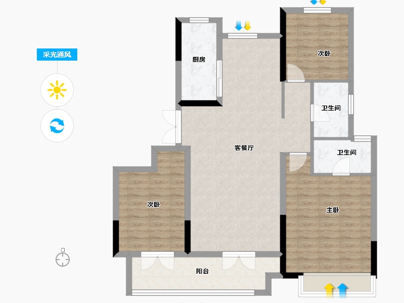 山东省-聊城市-民生金科集美壹品-103.47-户型库-采光通风