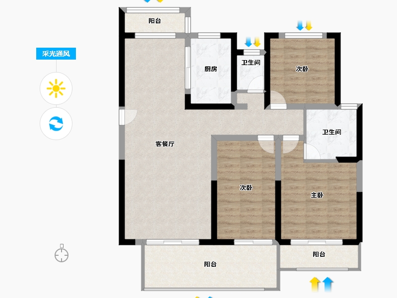 河南省-焦作市-武陟征云云筑-100.00-户型库-采光通风