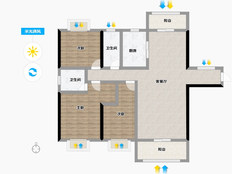 湖南省-永州市-永城·福江苑-110.69-户型库-采光通风