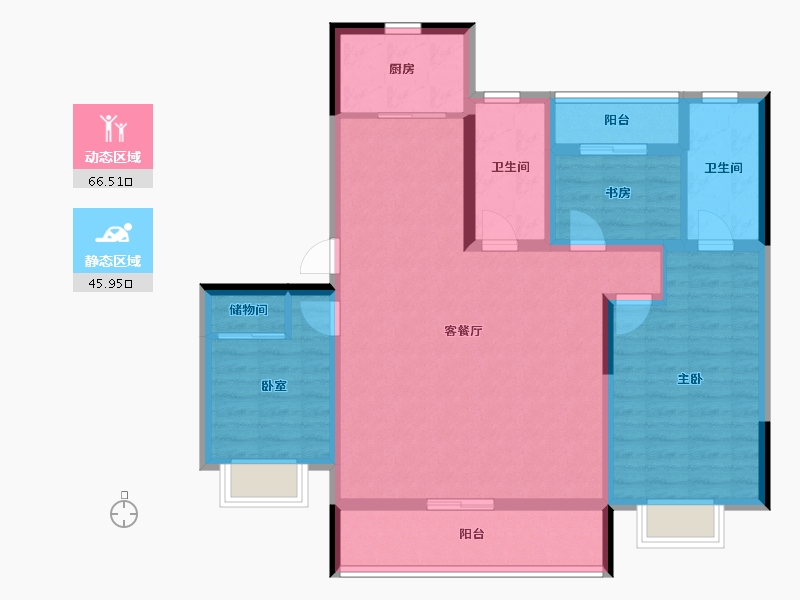 辽宁省-辽阳市-金首府-100.20-户型库-动静分区