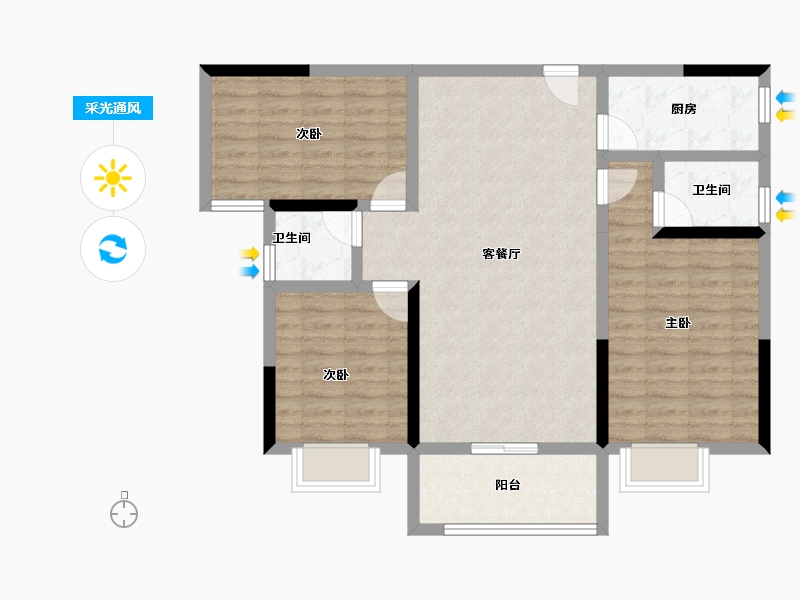 湖南省-永州市-永城·福江苑-92.57-户型库-采光通风