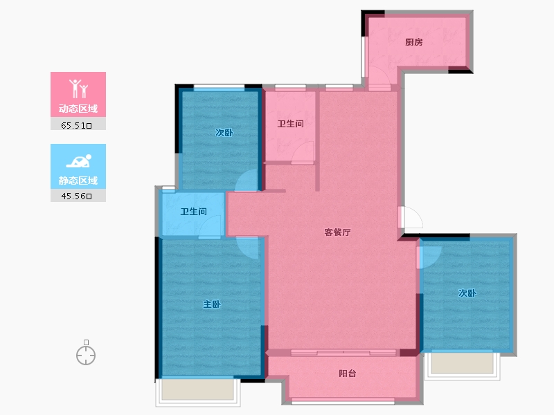 河南省-焦作市-焦作世合万达·玺悦苑-100.16-户型库-动静分区