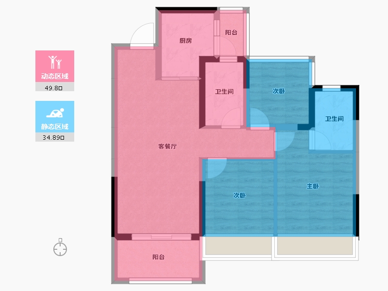 广西壮族自治区-玉林市-北流金科·集美城-74.93-户型库-动静分区