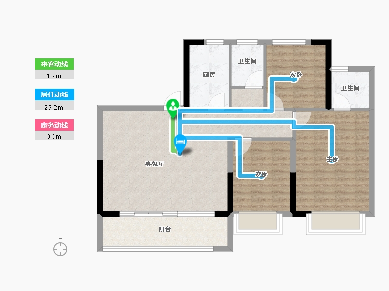 河南省-焦作市-焦作世合万达·玺悦苑-85.44-户型库-动静线