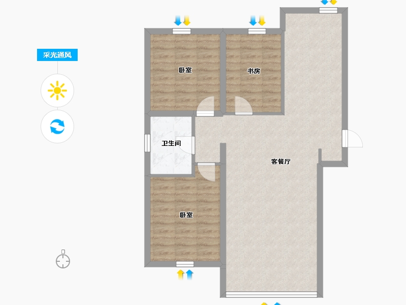 内蒙古自治区-呼和浩特市-紫云锦都-85.60-户型库-采光通风