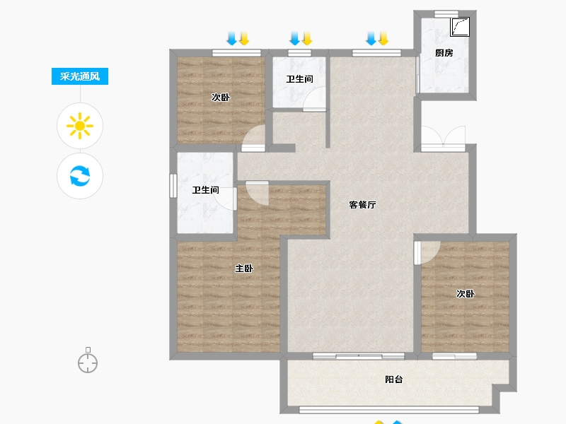 山东省-济宁市-惠民水岸新城-108.09-户型库-采光通风