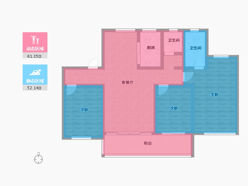 河北省-沧州市-宏宇璟宸雅著-100.92-户型库-动静分区