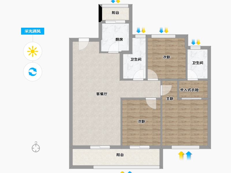 广东省-肇庆市-肇庆·中梁壹号院-90.66-户型库-采光通风