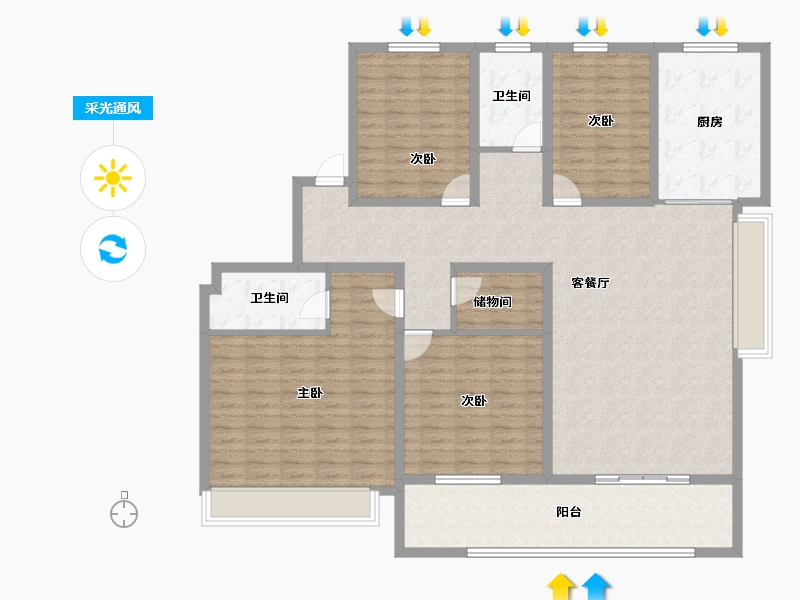 山东省-聊城市-星光珺园-160.15-户型库-采光通风