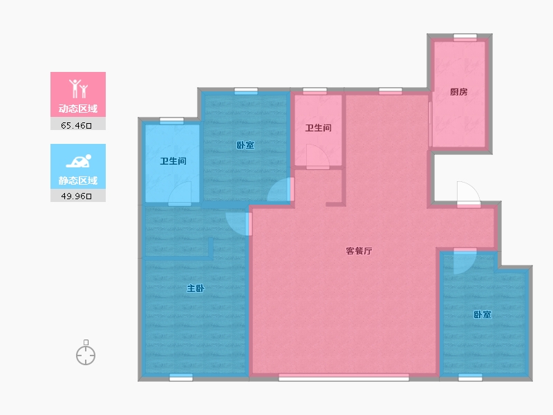 内蒙古自治区-呼和浩特市-紫云锦都-104.16-户型库-动静分区