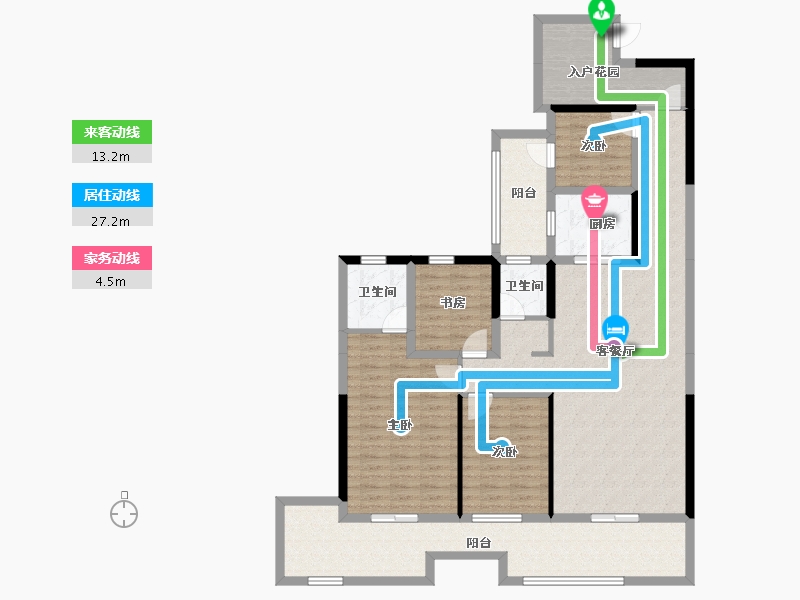 湖南省-永州市-永城·滨江尚品-137.02-户型库-动静线