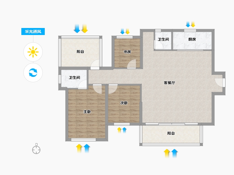 广西壮族自治区-南宁市-旭辉五象臻悦-107.59-户型库-采光通风