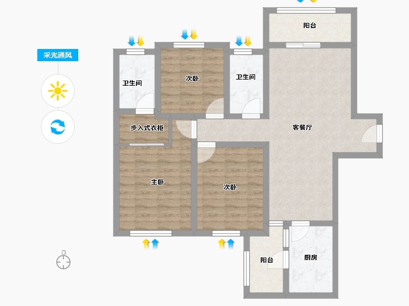 广东省-肇庆市-肇庆·中梁壹号院-85.97-户型库-采光通风