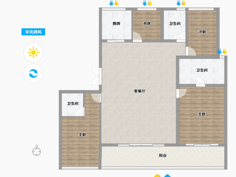 浙江省-宁波市-绿城春熙潮鸣-153.55-户型库-采光通风