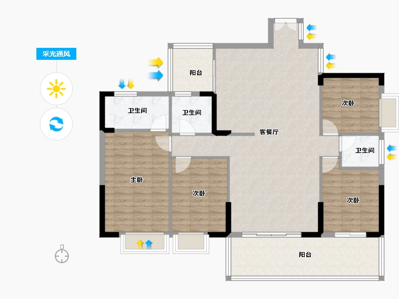 贵州省-贵阳市-贵高速花溪26-127.25-户型库-采光通风