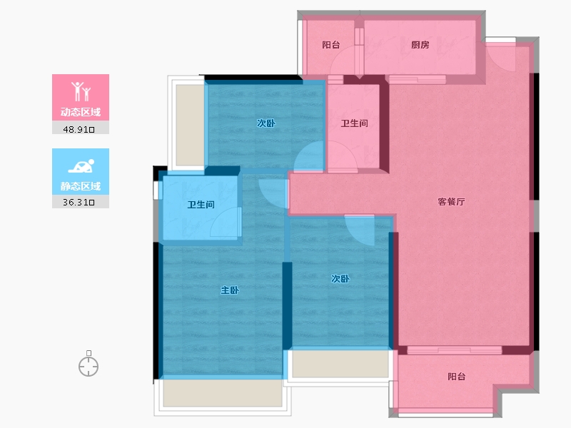 广东省-惠州市-海伦堡潼湖国际-75.70-户型库-动静分区