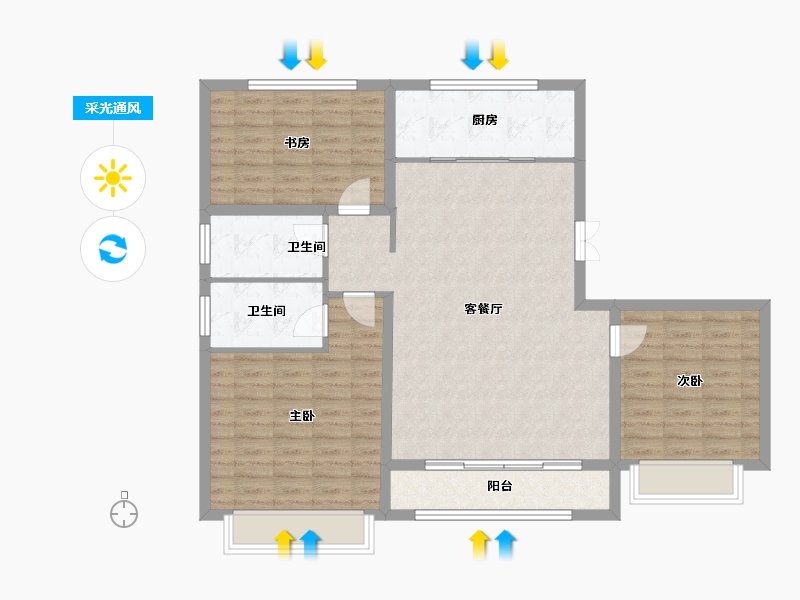 山东省-烟台市-居佳领海-108.82-户型库-采光通风