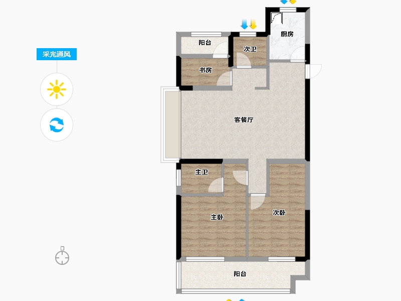 山东省-济宁市-铜锣湾·新天地-86.53-户型库-采光通风