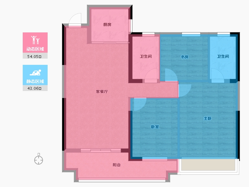 湖北省-黄冈市-中梁·九号院-87.27-户型库-动静分区