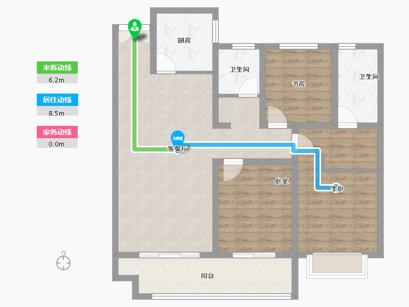 湖北省-黄冈市-浠水·润达国际-96.96-户型库-动静线