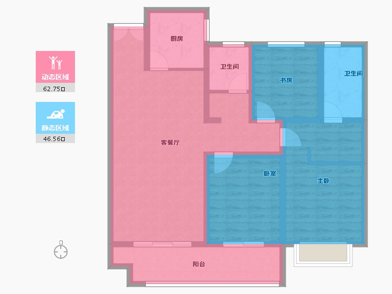 湖北省-黄冈市-浠水·润达国际-96.96-户型库-动静分区