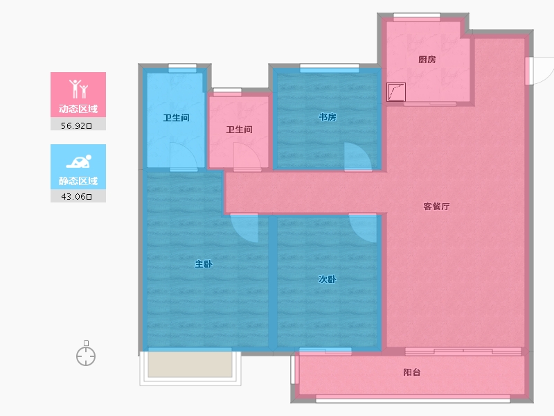 浙江省-温州市-高力铂金湾-89.28-户型库-动静分区