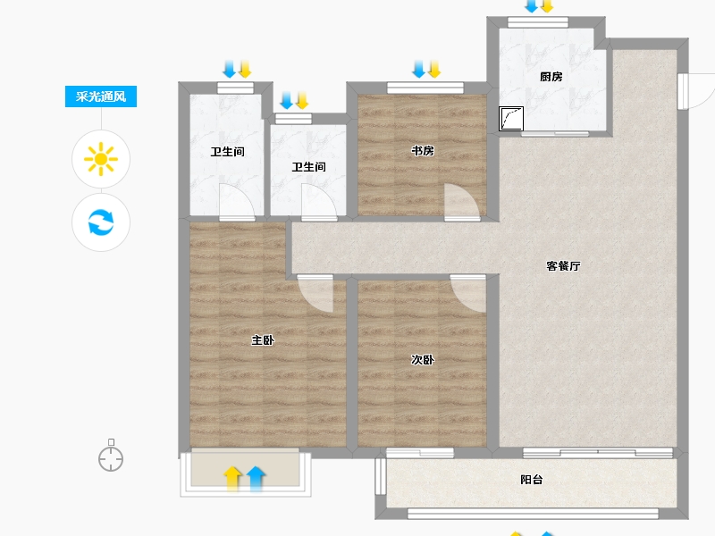 浙江省-温州市-高力铂金湾-89.28-户型库-采光通风