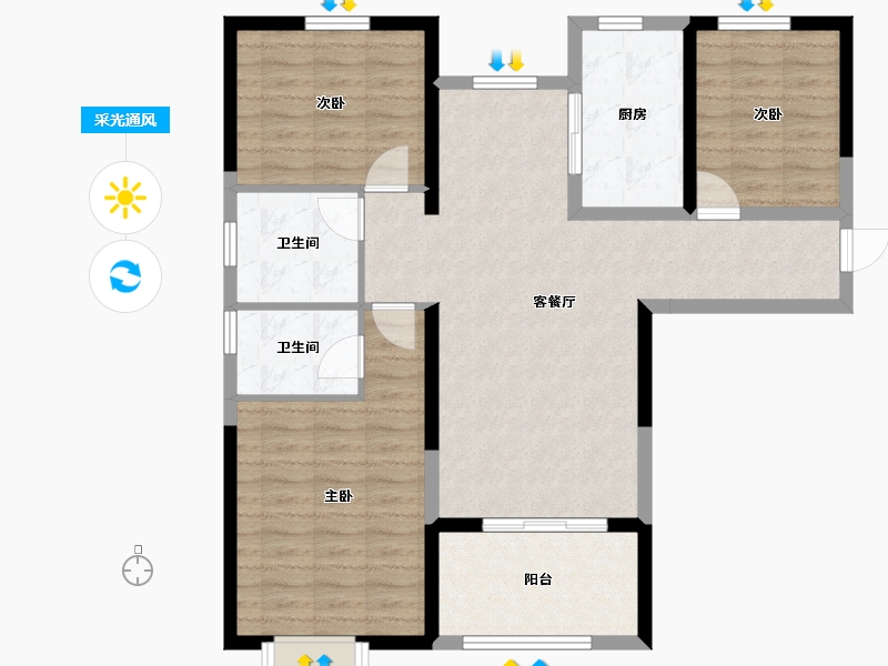 河南省-周口市-佳利名邸-95.30-户型库-采光通风