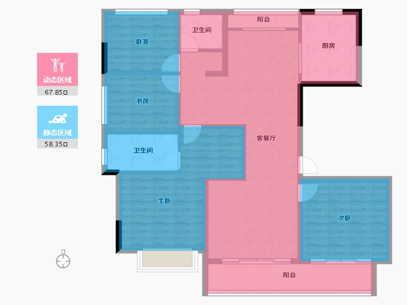 浙江省-丽水市-美林松州华庭-114.40-户型库-动静分区