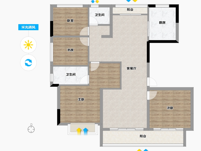 浙江省-丽水市-美林松州华庭-114.40-户型库-采光通风