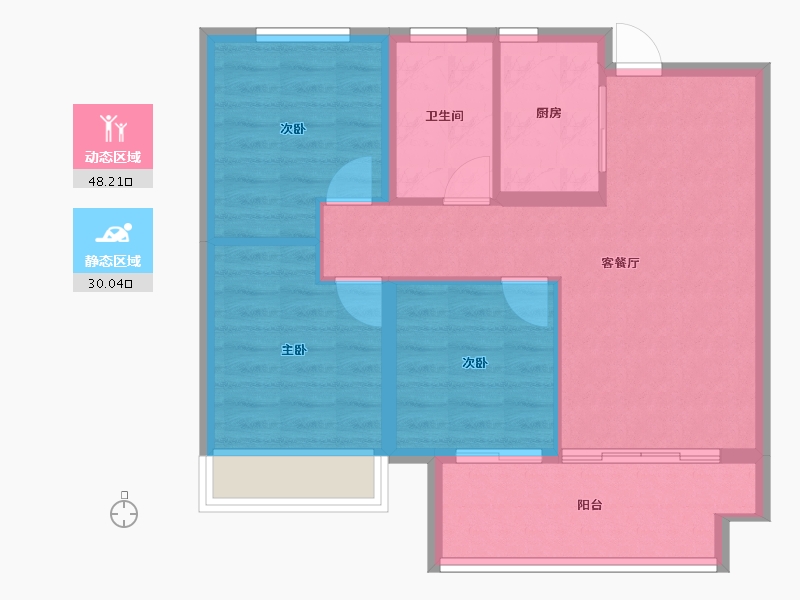 河南省-郑州市-合筑·玖合湾-70.40-户型库-动静分区