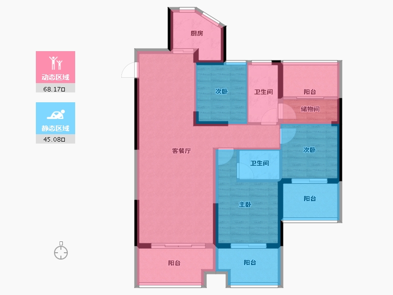 湖南省-衡阳市-三和来雁1号-101.27-户型库-动静分区