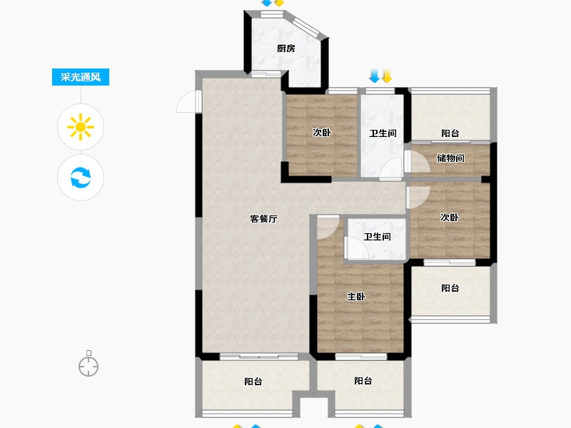 湖南省-衡阳市-三和来雁1号-101.27-户型库-采光通风