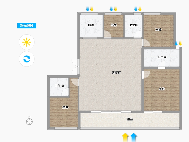 浙江省-宁波市-绿城春熙潮鸣-126.21-户型库-采光通风