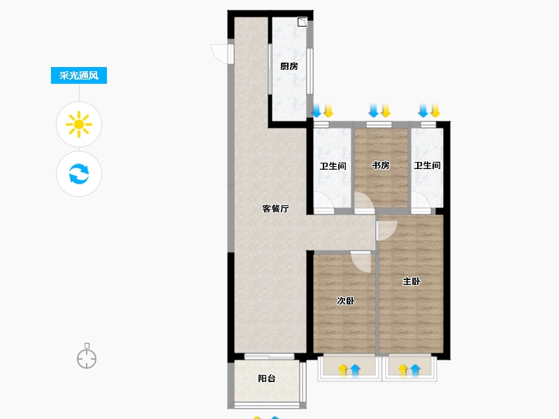 河南省-郑州市-建海当代公园阅MOMΛ-84.09-户型库-采光通风