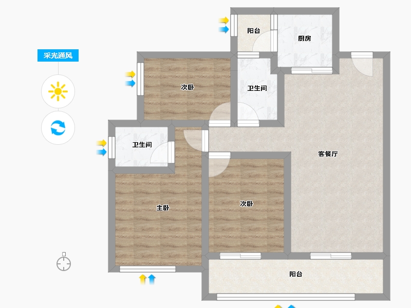 广东省-肇庆市-肇庆·中梁壹号院-76.86-户型库-采光通风