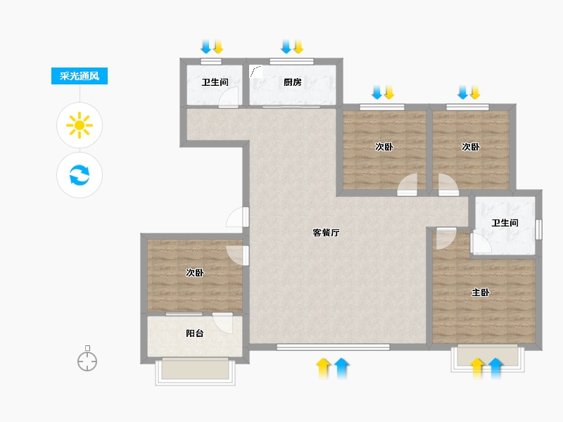 山东省-滨州市-滨和沁园-120.00-户型库-采光通风