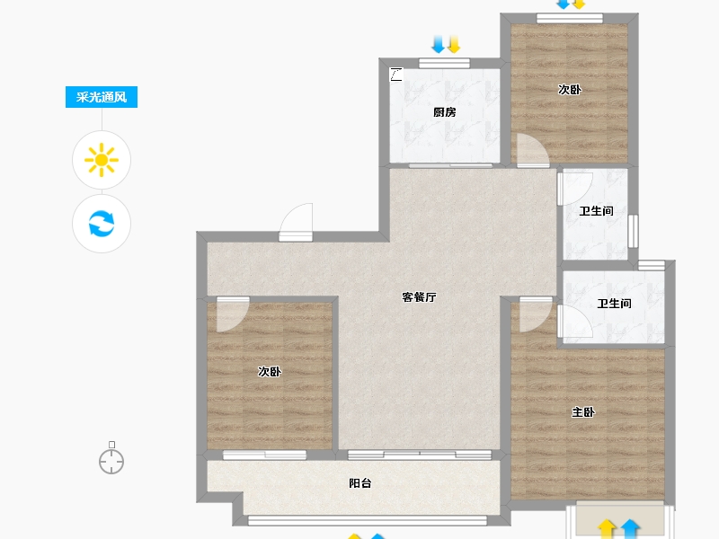 河北省-沧州市-宏宇璟宸雅著-91.22-户型库-采光通风