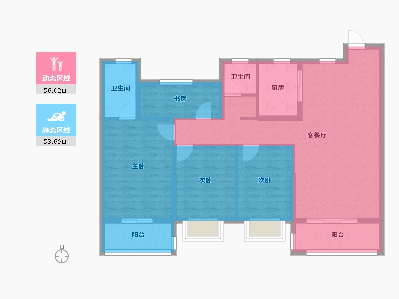 湖南省-常德市-御城金色晓岛-98.32-户型库-动静分区