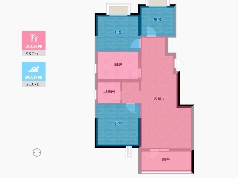 辽宁省-辽阳市-保利大河源著-77.60-户型库-动静分区