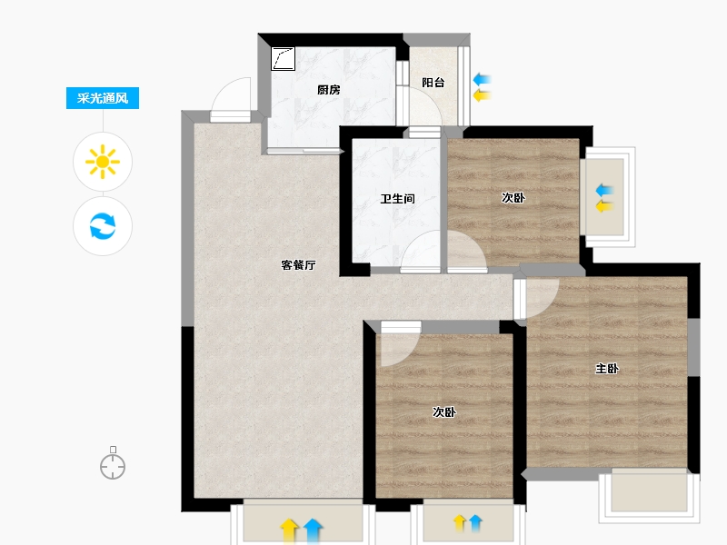 四川省-成都市-天府国际凤.凰城-63.20-户型库-采光通风