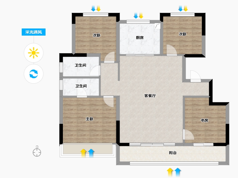 安徽省-阜阳市-华鸿鸿樾府-104.01-户型库-采光通风