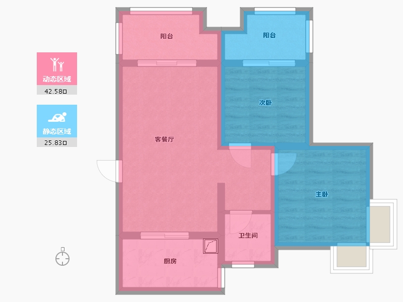 陕西省-西安市-高科绿水东城-60.00-户型库-动静分区