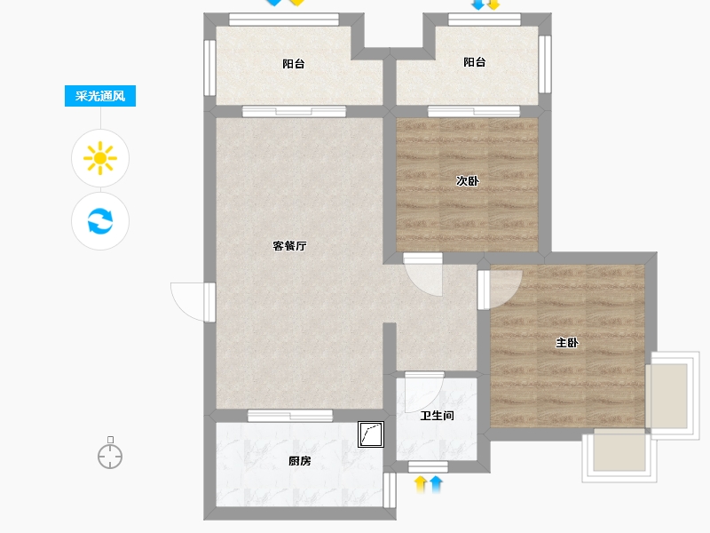 陕西省-西安市-高科绿水东城-60.00-户型库-采光通风