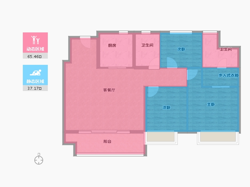 安徽省-芜湖市-港龙·湖山映-92.67-户型库-动静分区