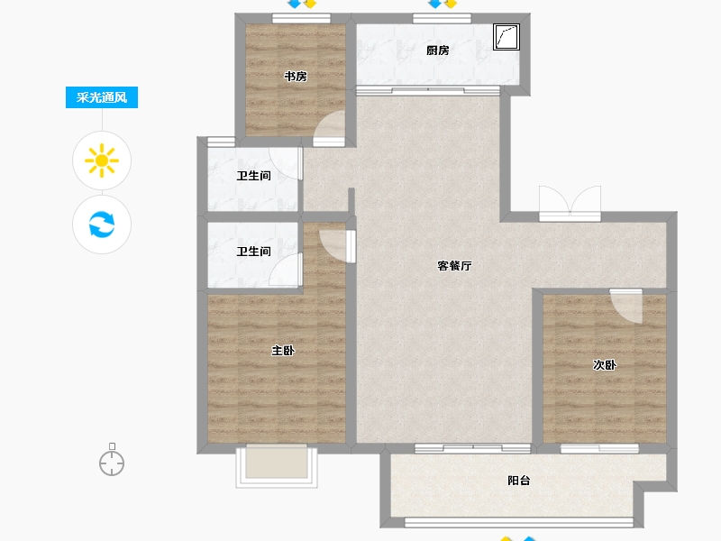 山东省-济宁市-惠民水岸新城-97.59-户型库-采光通风