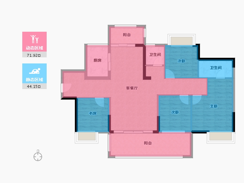 广东省-惠州市-深业西湖三里-103.83-户型库-动静分区