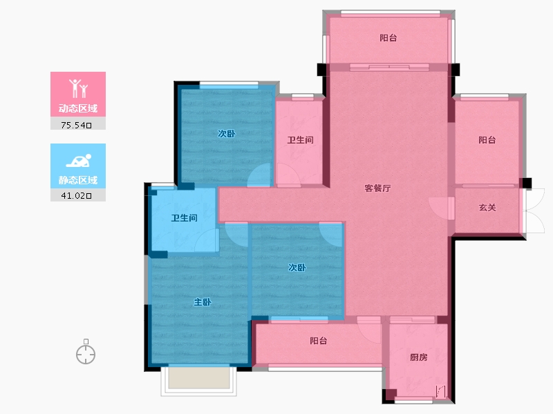 湖南省-郴州市-皇廷凤凰城-104.98-户型库-动静分区